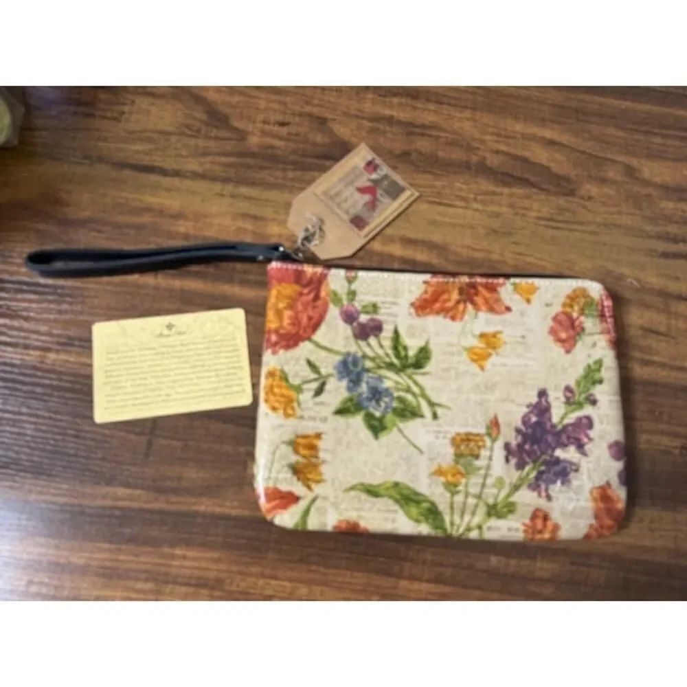 Patricia Nash Leather Cassini Wristlet Parisian Newspaper Clutch